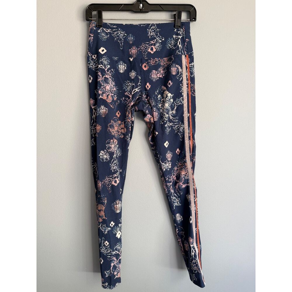 FP Movement Free People S Navy Floral Paisley High Waist Leggings Side Stripe